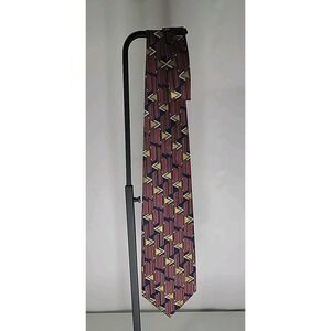 Mulberry Tie, Thai Silks, Hand Sewn, Red, Blue/Gold